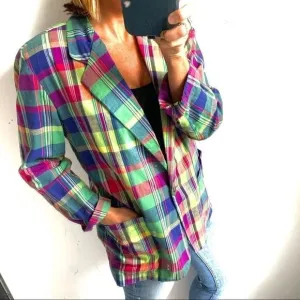 Vintage 80’s Perry Ellis Cotton Plaid Fall Jacket