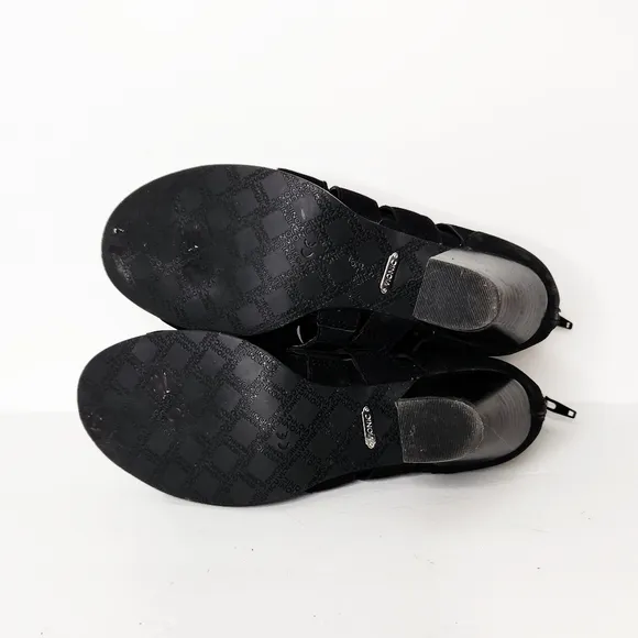 Vionic Harlow Black Ankle Boots Shoe Booties Open Toe Size 8.5 Back Zip Sandal