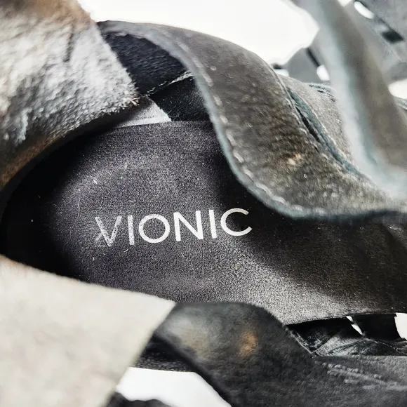 Vionic Harlow Black Ankle Boots Shoe Booties Open Toe Size 8.5 Back Zip Sandal
