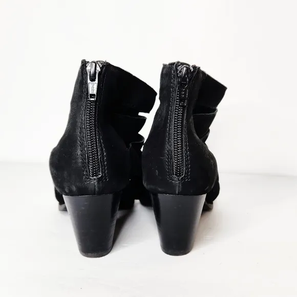 Vionic Harlow Black Ankle Boots Shoe Booties Open Toe Size 8.5 Back Zip Sandal