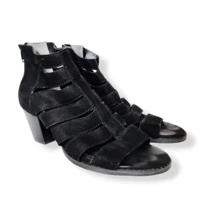 Vionic Harlow Black Ankle Boots Shoe Booties Open Toe Size 8.5 Back Zip Sandal