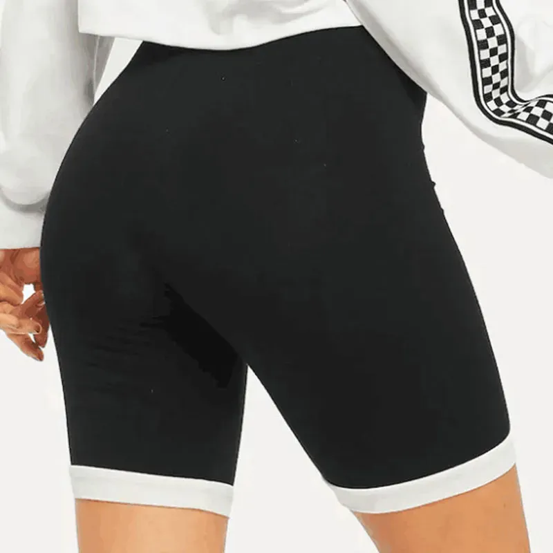 Vivi High-Rise Contrast Hem Biker Shorts