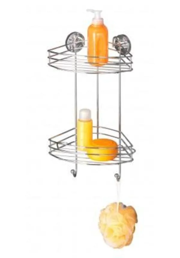 WENKO Vacuum-Loc 2-Tier Corner Rack Bari - No Drilling Required