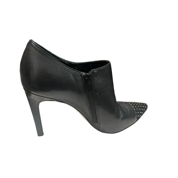 WHBM White House Black Market Klaudia Leather Ankle Booties Gold Studded Toes 8M