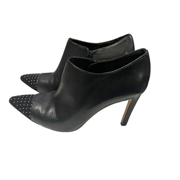 WHBM White House Black Market Klaudia Leather Ankle Booties Gold Studded Toes 8M