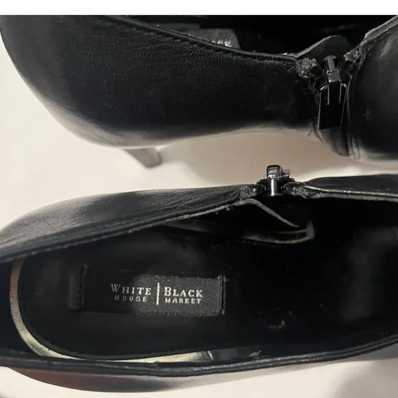 WHBM White House Black Market Klaudia Leather Ankle Booties Gold Studded Toes 8M