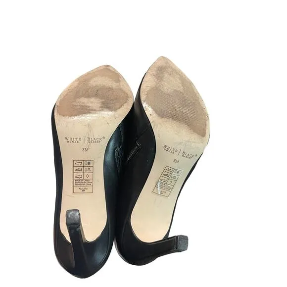 WHBM White House Black Market Klaudia Leather Ankle Booties Gold Studded Toes 8M