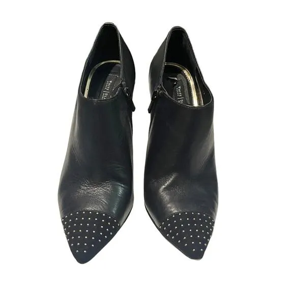 WHBM White House Black Market Klaudia Leather Ankle Booties Gold Studded Toes 8M