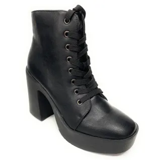 Women high Chunky block heel bootie Bamboo Instant-05 BLKCRP