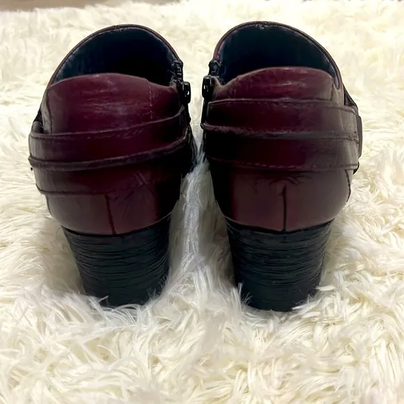 Women’s Born Western Leather Ankle Booties Shelby Harness, Size:8, Burgundy