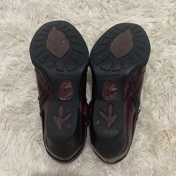 Women’s Born Western Leather Ankle Booties Shelby Harness, Size:8, Burgundy