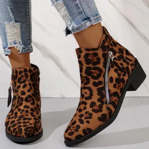 Women's Suede Rubber Cloth Fashion Boots Chunky Heel Booties