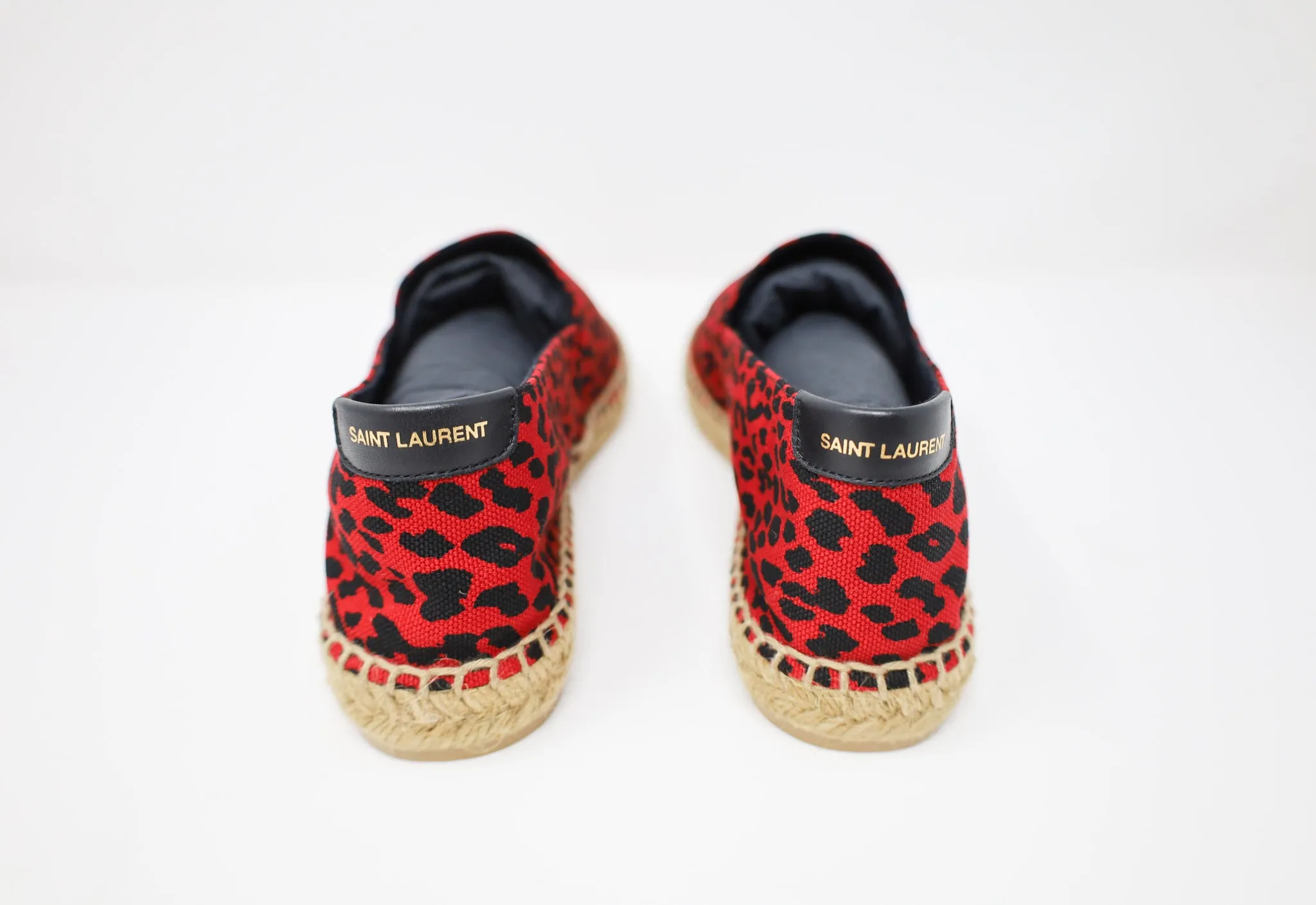 Yves Saint Laurent Embroidered Espadrilles in Animal Print Canvas