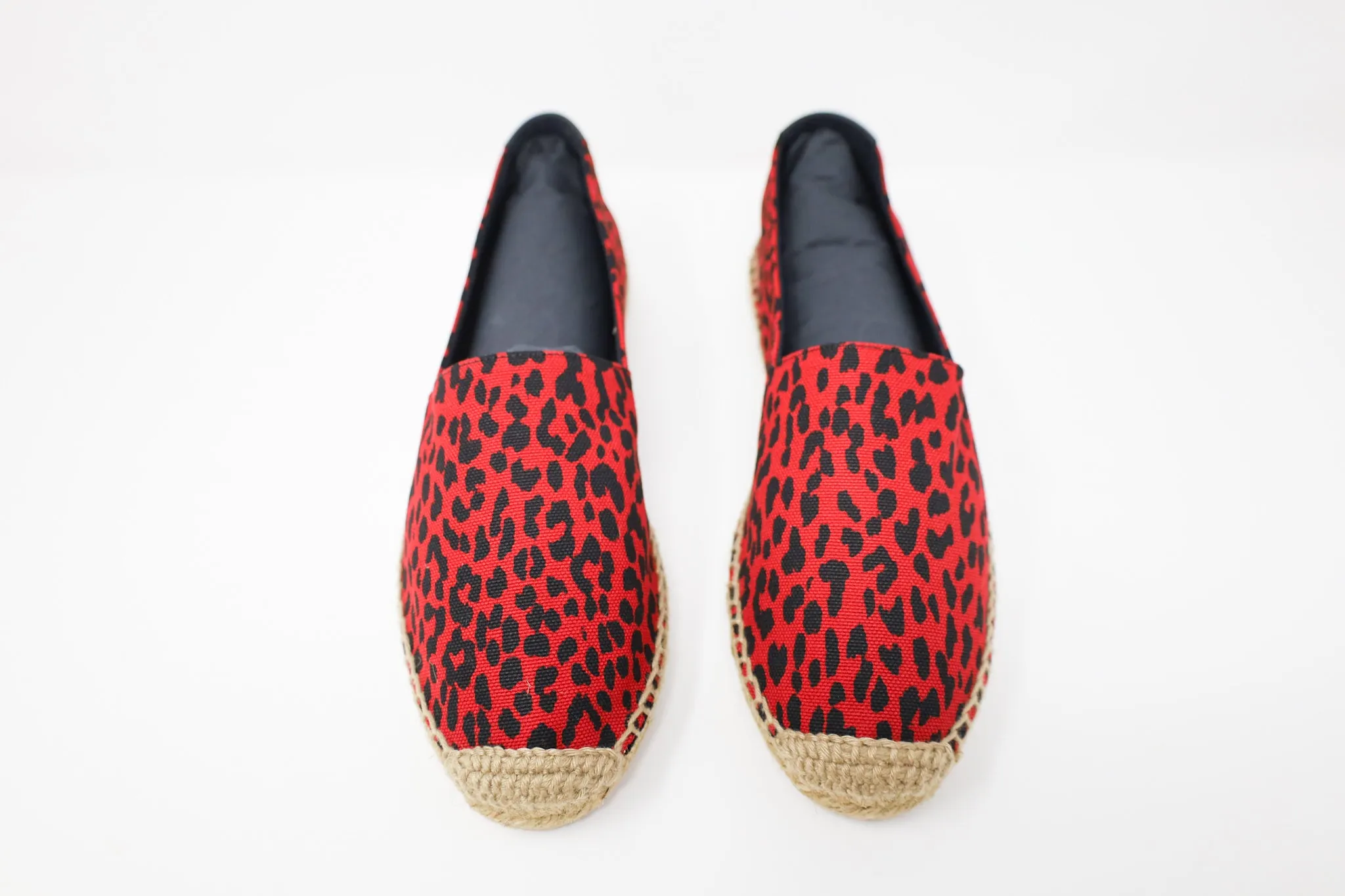 Yves Saint Laurent Embroidered Espadrilles in Animal Print Canvas