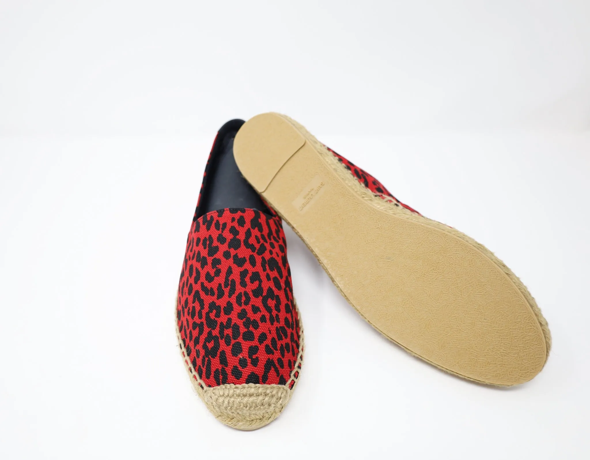 Yves Saint Laurent Embroidered Espadrilles in Animal Print Canvas