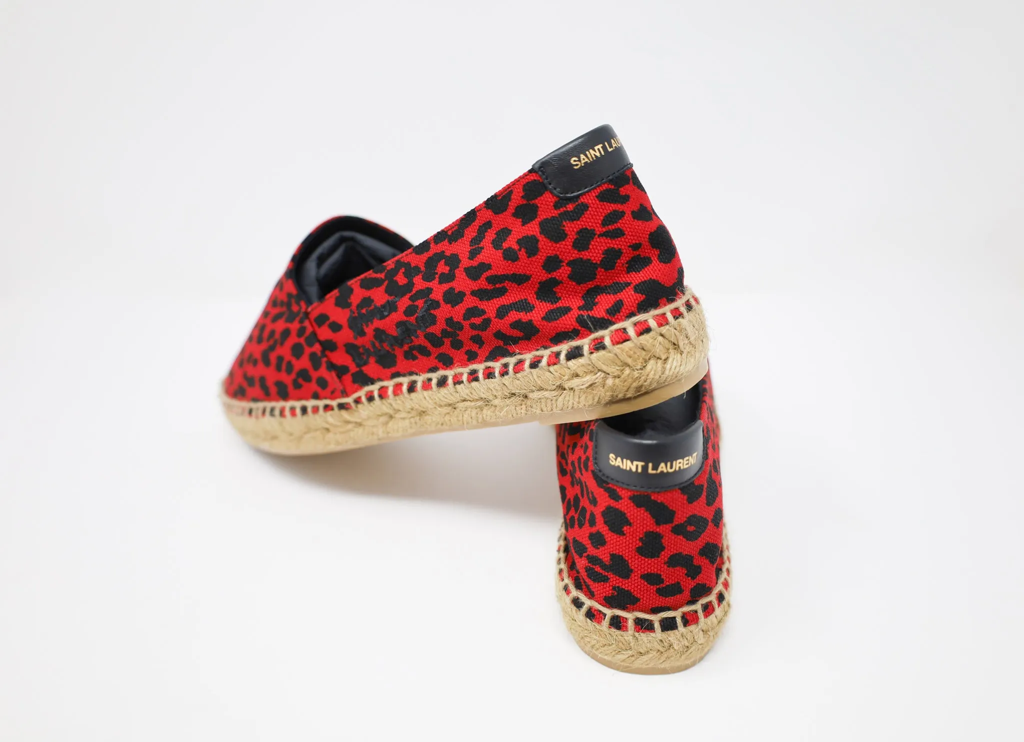 Yves Saint Laurent Embroidered Espadrilles in Animal Print Canvas