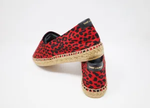 Yves Saint Laurent Embroidered Espadrilles in Animal Print Canvas