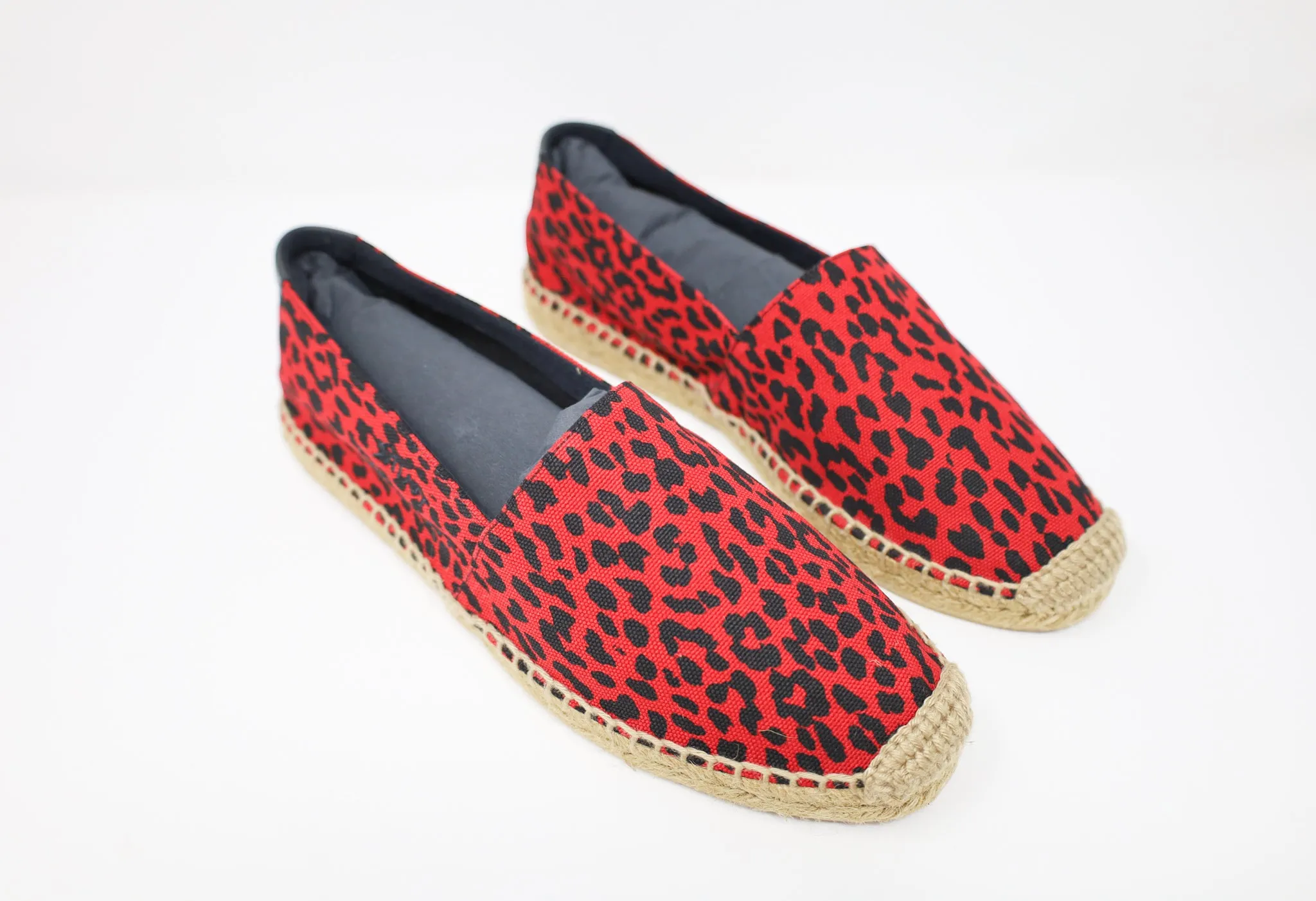 Yves Saint Laurent Embroidered Espadrilles in Animal Print Canvas