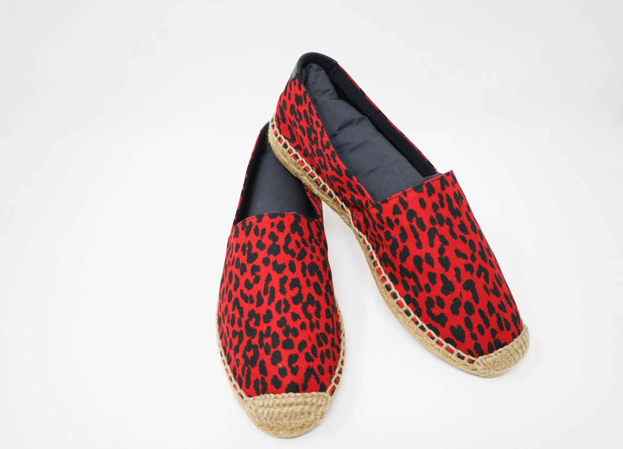 Yves Saint Laurent Embroidered Espadrilles in Animal Print Canvas