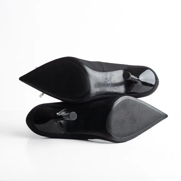 Zara Womens Rhinestone Bow Pointed Heels Pumps Black US 10 EU 41 NWT 2247/010