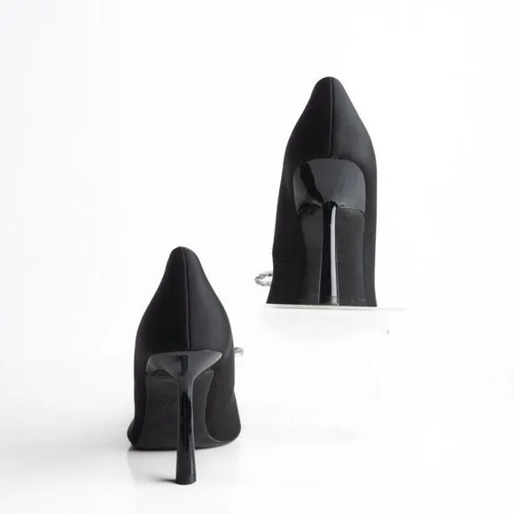 Zara Womens Rhinestone Bow Pointed Heels Pumps Black US 10 EU 41 NWT 2247/010